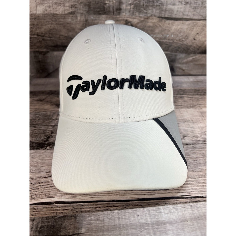NWT Taylor Made Tour Preferred Golf Hat White Black Adjustable One Size